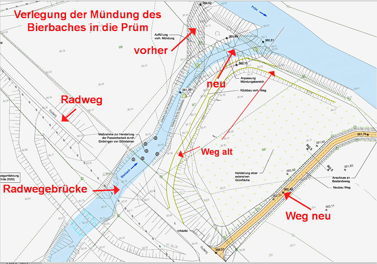 Plan Umgestaltung Bierbachmündung